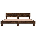 vidaXL Cadre de lit chêne fumé 200x200 cm bois d'ingénierie et métal