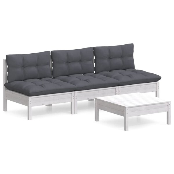 vidaXL Salon de jardin 4 Pièces avec coussins anthracite Bois de pin