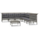vidaXL Salon de jardin 8 Pièces avec coussins Gris Résine tressée