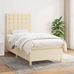 vidaXL Sommier à lattes de lit avec matelas Crème 90x200 cm Tissu