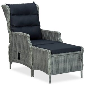 vidaXL Chaise inclinable de jardin tabouret Résine tressée Gris clair