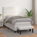 vidaXL Sommier à lattes de lit avec matelas Blanc 90x190 cm Similicuir