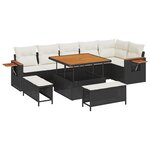 Canapé de jardin 9 pièces avec coussins Noir Poly Rotin