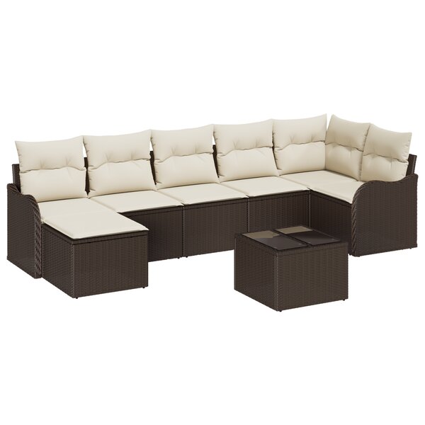 Ensemble de Canapés de Jardin de 7 Pièces avec Coussins en Rattan Poly Gris