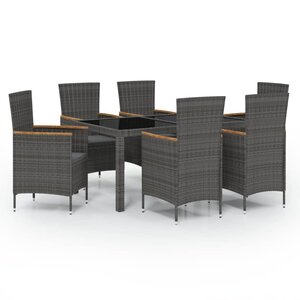 vidaXL Ensemble à manger d'extérieur 7 Pièces et coussins Résine tressée