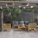 vidaXL Salon de jardin 7 Pièces avec coussin Bois d'acacia solide