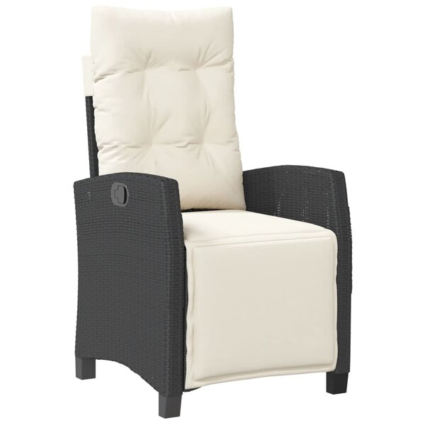vidaXL Chaise inclinable de jardin et repose-pied noir résine tressée