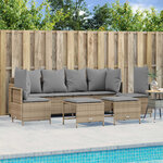 vidaXL Salon de jardin avec coussins 5 Pièces beige résine tressée