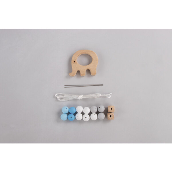 Kit: Anneau Eléphant  bleu clair  17 pces  Boite