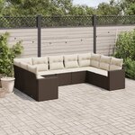 vidaXL Salon de jardin avec coussins 9 Pièces marron résine tressée