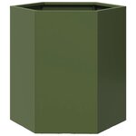 vidaXL Jardinières 2 Pièces vert olive hexagone 46x40x45 cm acier