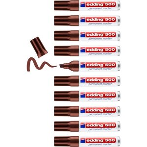 Marqueur Permanent 500 Corps Alu Marron Pointe Biseautée 2-7 mm x 10 EDDING