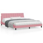 vidaXL Cadre de lit avec lumières LED rose 180x200 cm velours