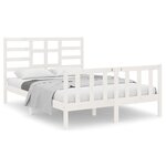 vidaXL Cadre de lit Blanc Bois massif 120x190 cm Petit double