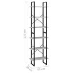 vidaXL Étagère de rangement Gris béton 60x30x210 cm Bois d'ingénierie