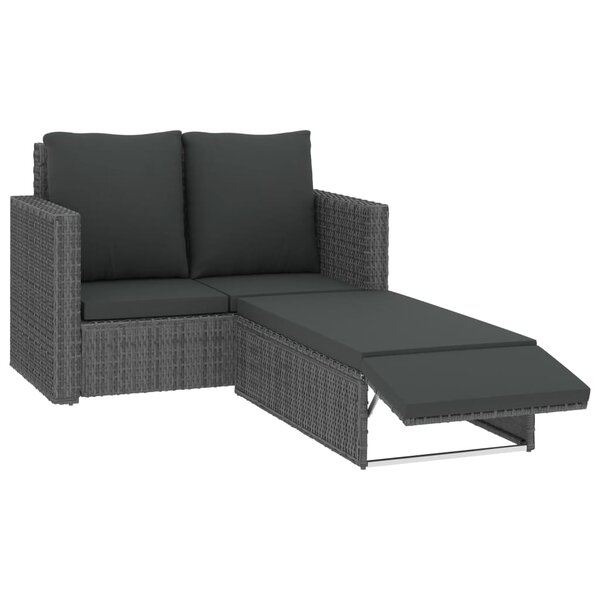 vidaXL Salon de jardin 2 Pièces avec coussins Résine tressée Gris