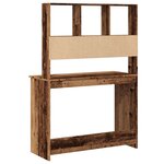 Bureau table poste de travail meuble d'ordinateur informatique étude avec étagères vieux bois 102 x 45 x 148 cm bois d'ingénierie brun 02_0023494