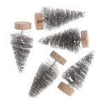 Lot de 5 sapins de Noël en bois gris 5 cm