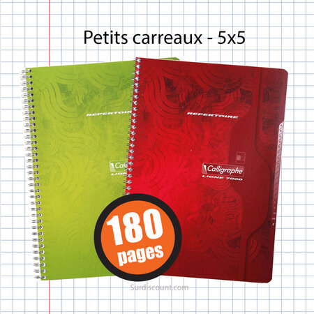 Carnet répertoire spirale 21x29 7 petits carreaux 5x5 100p calligraphe - La  Poste