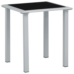 vidaXL Table de jardin Noir et argenté 41x41x45 cm Acier et verre