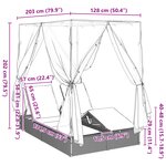 Transat double vidaXL avec toit et rideaux en poly rattan gris