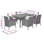 vidaXL Ensemble à manger de jardin coussins 7Pièces Noir Résine tressée
