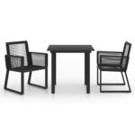 vidaXL Ensemble à manger d'extérieur 3 Pièces Rotin PVC Noir