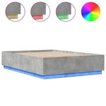 vidaXL Cadre de lit avec lumières LED gris béton 150x200 cm