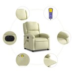 vidaXL Fauteuil de massage inclinable électrique crème cuir véritable
