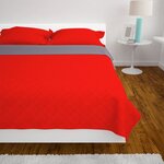 vidaXL Couvre-lit matelassé double-face Rouge et gris 230x260 cm