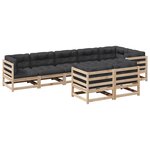 vidaXL Salon de jardin 8 Pièces avec coussins bois de pin massif