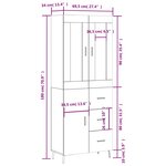 vidaXL Buffet haut Chêne marron 69 5x34x180 cm Bois d'ingénierie