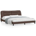 vidaXL Cadre de lit avec lumières LED marron 180x200 cm similicuir