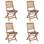 vidaXL Chaises pliables de jardin 4 Pièces avec coussins Bois d'acacia