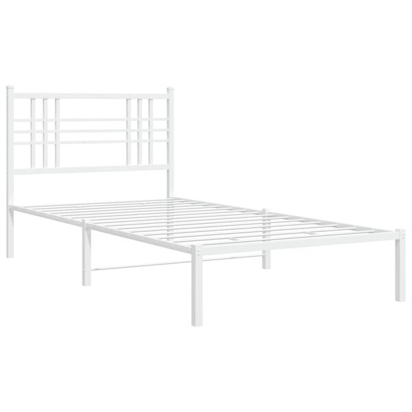 vidaXL Cadre de lit métal avec tête de lit blanc 107x203 cm