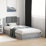 vidaXL Cadre de lit tête de lit et lumières LED gris béton 90x190 cm
