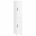 vidaXL Buffet haut Blanc brillant 34 5x34x180 cm Bois d'ingénierie