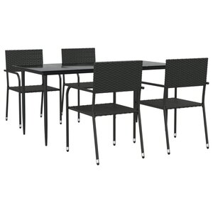 vidaXL Ensemble à manger de jardin 5 Pièces noir résine tressée et acier