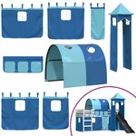 vidaXL Lit superposé sans matelas avec toboggan et rideaux 90x200 cm