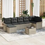 vidaXL Set de canapé de jardin 8 pièces avec coussins gris rotin