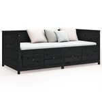 vidaXL Lit de jour Noir 90x190 cm Bois de pin massif