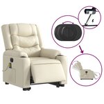 vidaXL Fauteuil inclinable de massage électrique crème similicuir