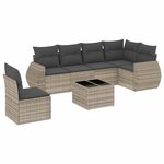 vidaXL Salon de jardin avec coussins 7 Pièces gris clair résine tressée