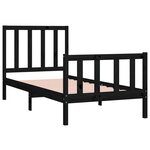 vidaXL Cadre de lit Noir Bois massif 75x190 cm Petit simple
