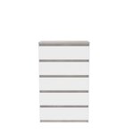 Commode CHELSEA 5 tiroirs - 77 2 x 42 2 x 128 1 - optique béton clair KILOX et blanc mat