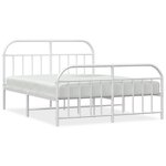 vidaXL Cadre de lit métal avec tête de lit/pied de lit blanc 140x190cm