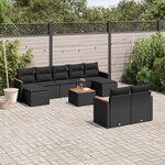 vidaXL Salon de jardin 10 Pièces avec coussins noir résine tressée