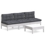 vidaXL Salon de jardin 4 Pièces avec coussins anthracite Bois de pin