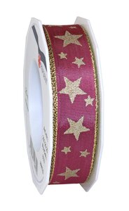 Ruban de soie acetate avec étoiles arktis 20-m-rouleau 25 mm