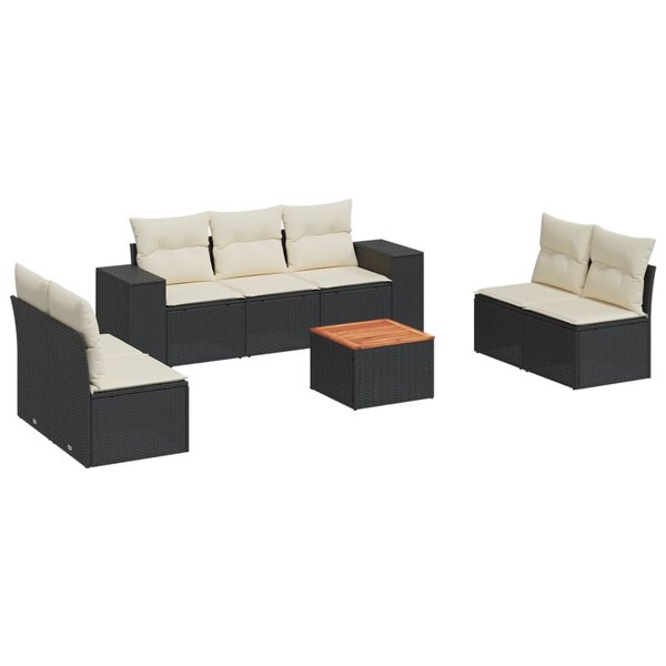 vidaXL Salon de jardin 8 Pièces avec coussins noir résine tressée